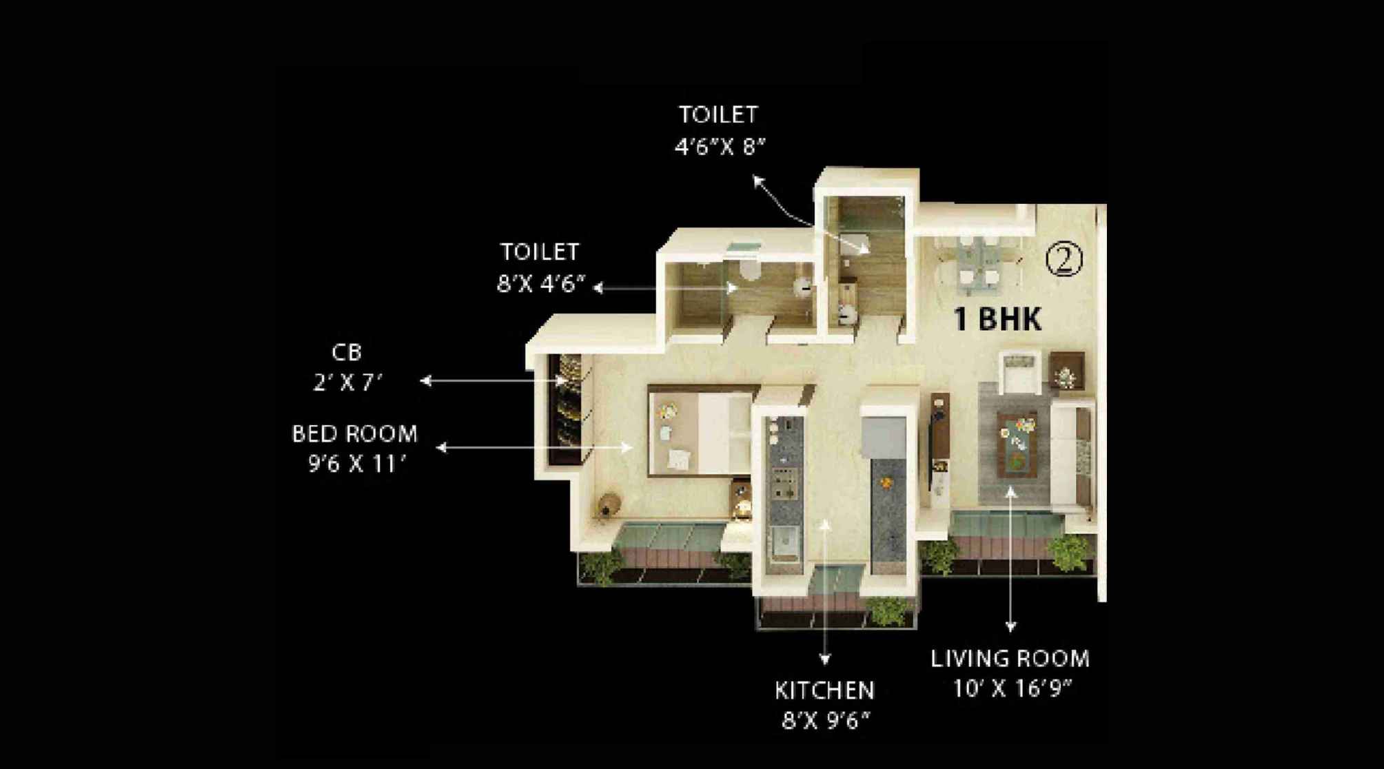 Unique-Vistas-Floor-Plan-1-BHK-Unit-2